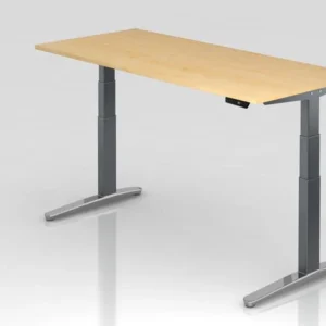 Bureau assis-debout électrique Hammerbacher 180x80cm érable/graphite poli forme rectangulaire VXBHM19/3/GC se fournir à ba...