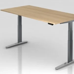 Bureau assis-debout électrique Hammerbacher 200x100 cm chêne/graphite poli forme rectangulaire VXBHM2E/E/GC se procurer à...