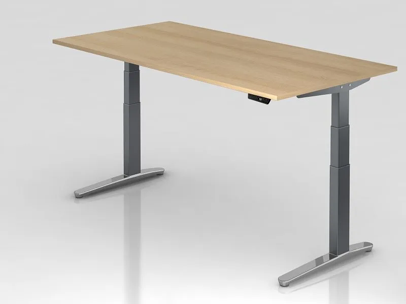 Bureau assis-debout électrique Hammerbacher 200x100 cm chêne/graphite poli forme rectangulaire VXBHM2E/E/GC se procurer à...