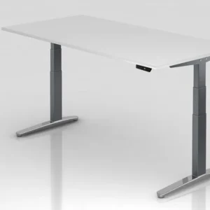Bureau assis-debout électrique Hammerbacher 200x100cm blanc/graphite poli forme rectangulaire VXBHM2E/W/GC commander à bas...