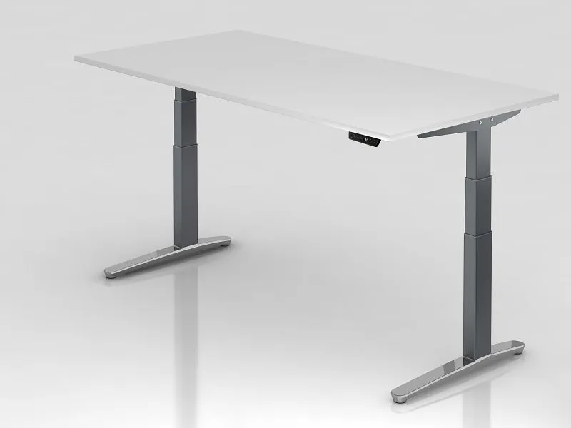 Bureau assis-debout électrique Hammerbacher 200x100cm blanc/graphite poli forme rectangulaire VXBHM2E/W/GC commander à bas...