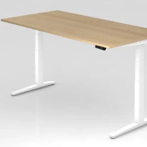 Bureau assis-debout électrique Hammerbacher 200x100cm chêne/blanc forme rectangulaire VXBHM2E/E/WW acquérir à bas prix com...