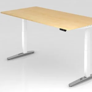 Bureau assis-debout électrique Hammerbacher 200x100cm érable/blanc poli forme rectangulaire VXBHM2E/3/WC commander à bas prix