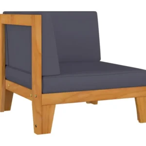 Canapé d'angle sectionnel et coussins gris noir Bois d'acacia