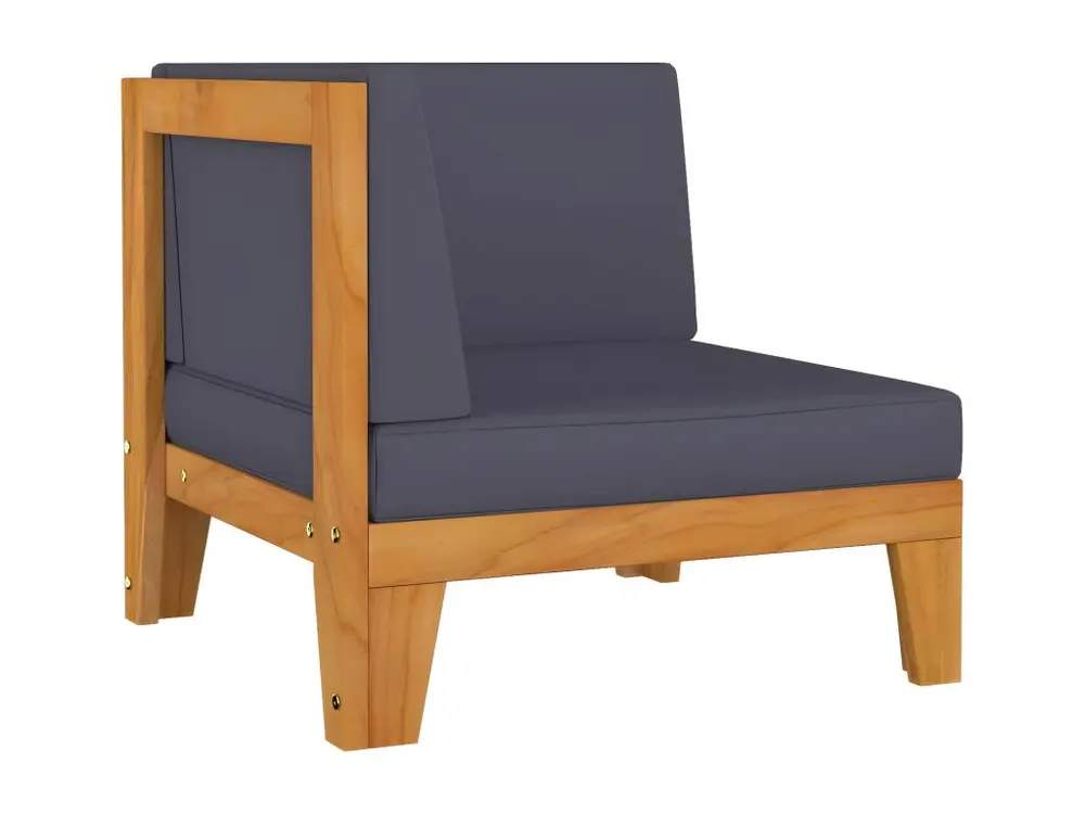 Canapé d'angle sectionnel et coussins gris noir Bois d'acacia
