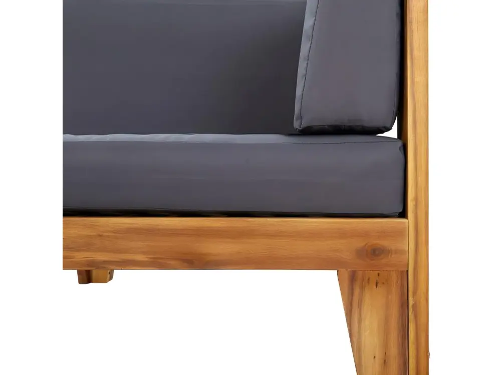 Canapé d'angle sectionnel et coussins gris noir Bois d'acacia
