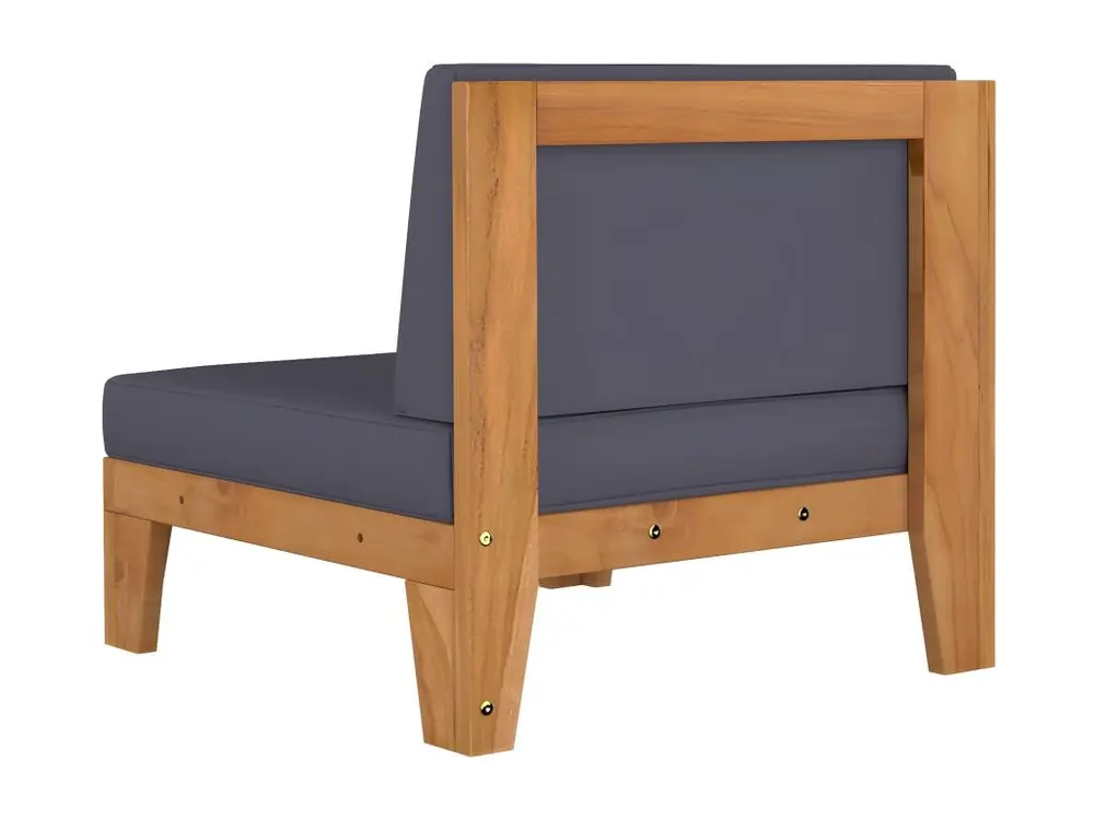 Canapé d'angle sectionnel et coussins gris noir Bois d'acacia