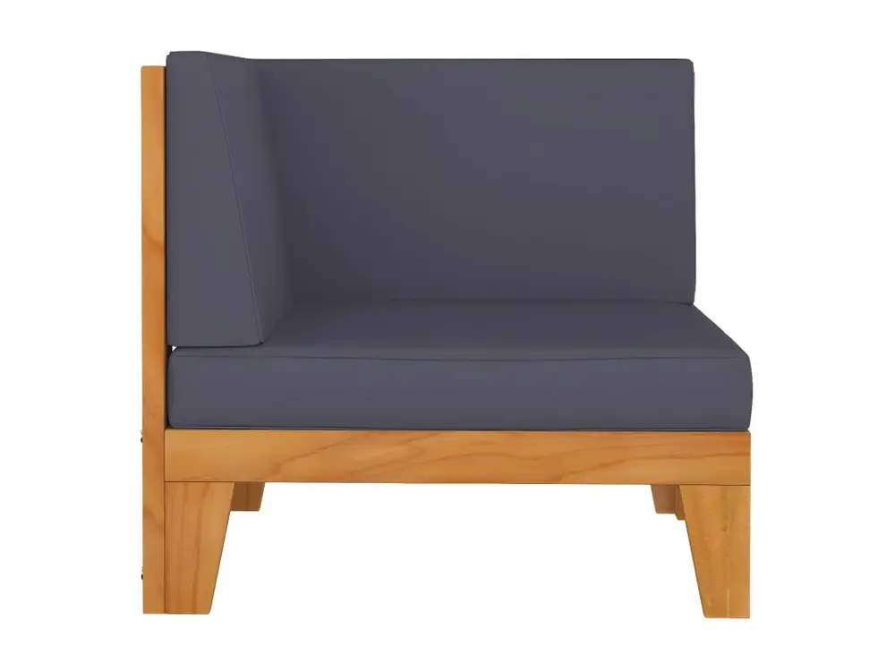 Canapé d'angle sectionnel et coussins gris noir Bois d'acacia