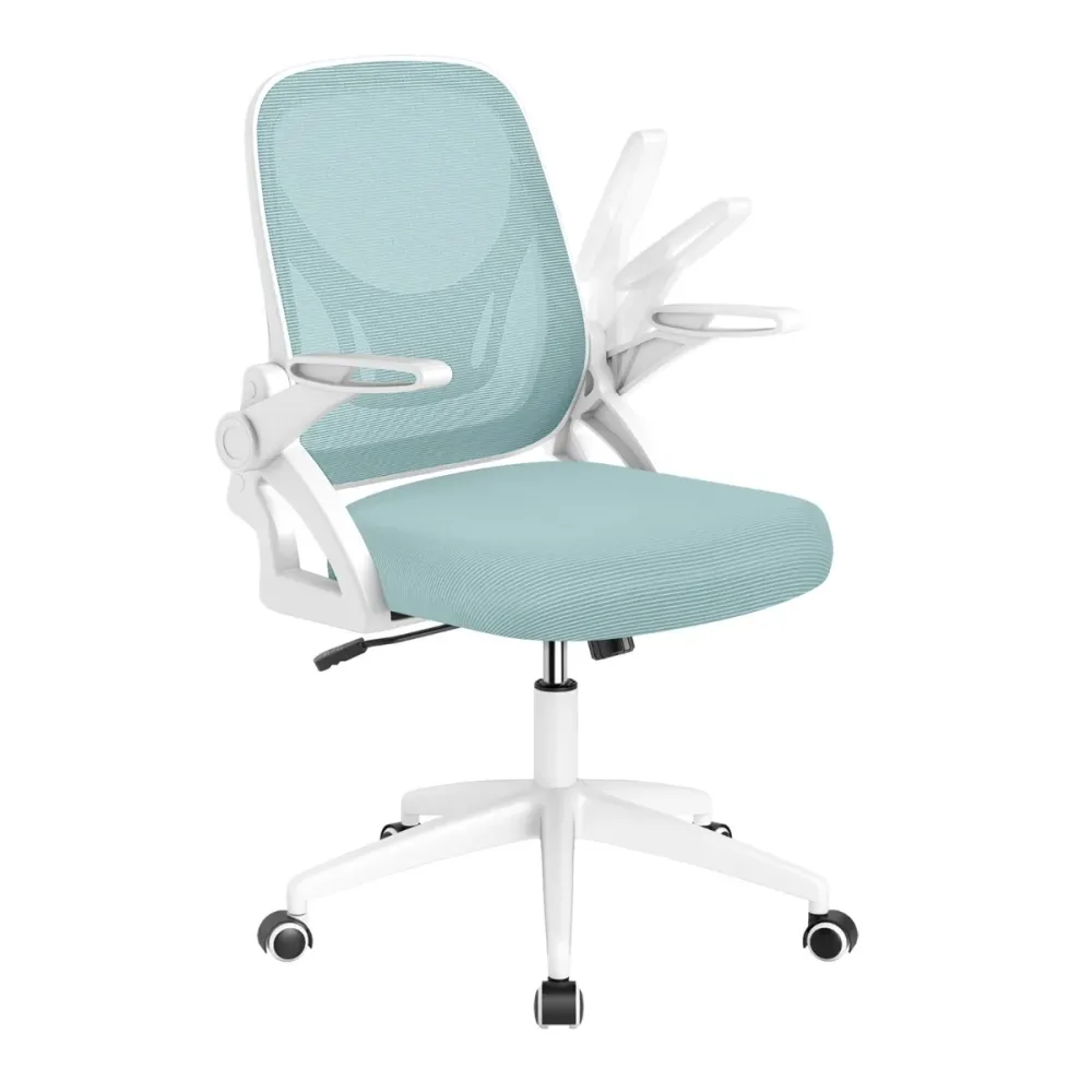 Chaise de bureau ergonomique pivotante 63 x 63 x 92-100 cm assise réglable confort idéal design moderne en PP bleu 20_0011096