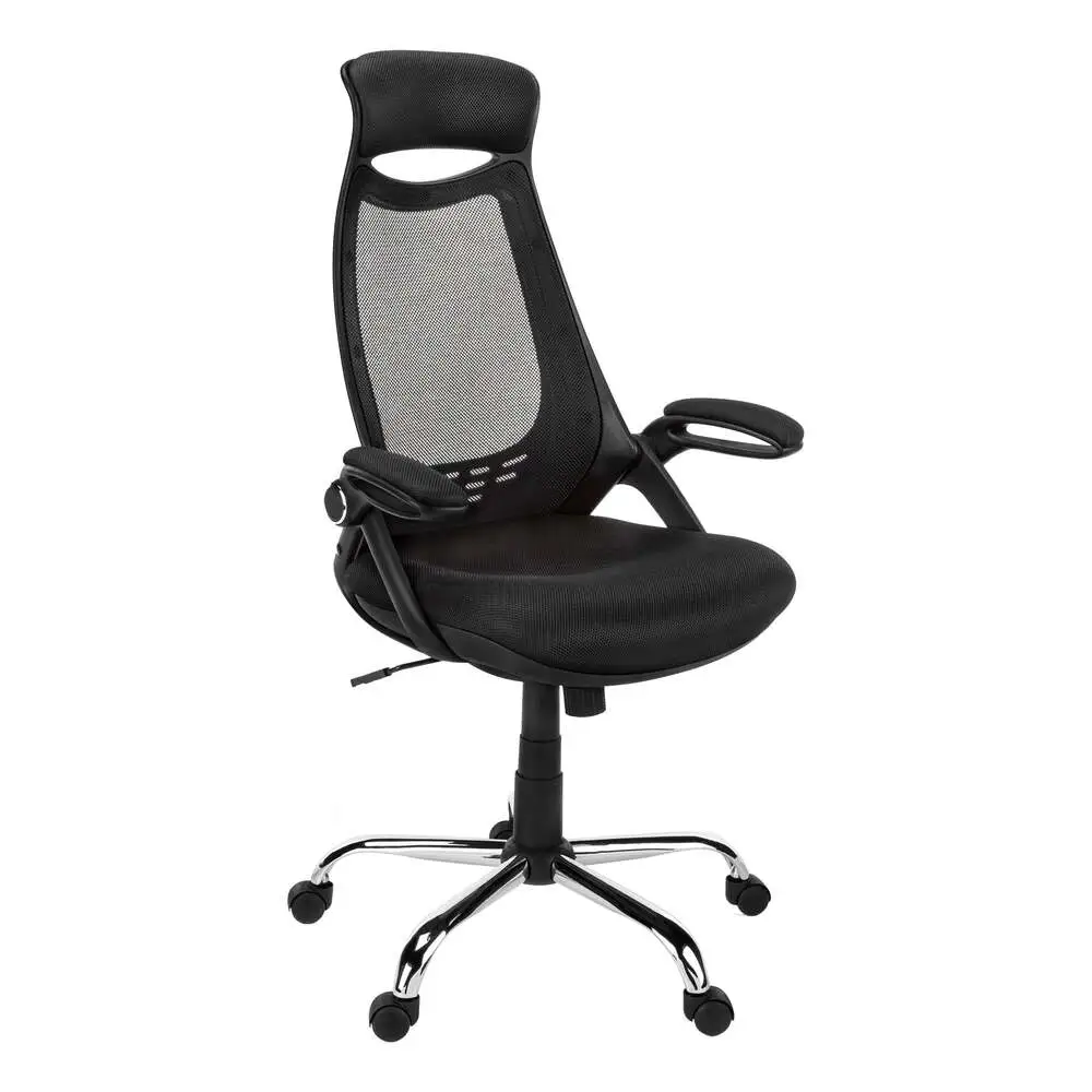 Chaise De Bureau - Mesh Noire / Dossier Haut Chromé Executive