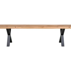 CIOTAT - Banc 180cm Assise Chêne Naturel et Pieds Acier Noir avec 4 patins en caoutchouc