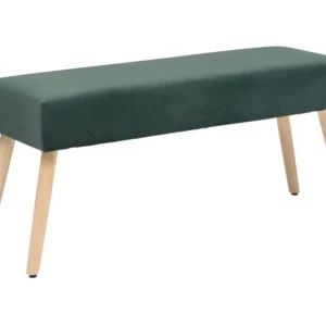 Coussin ergonomique pour Banc d'assise en velours vert cèdre et pieds en bois coloris naturel