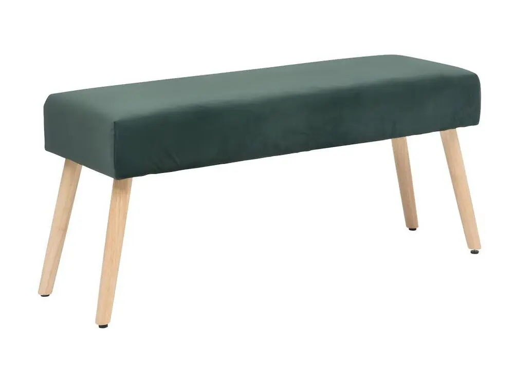 Coussin ergonomique pour Banc d'assise en velours vert cèdre et pieds en bois coloris naturel