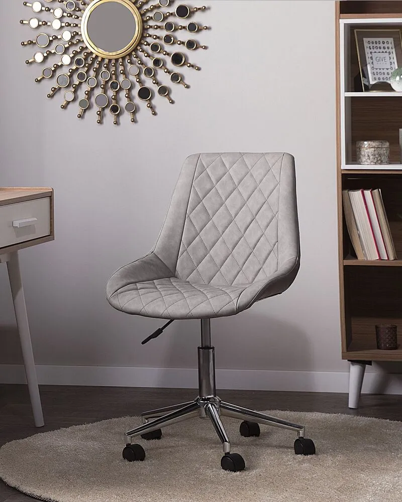 Desk Chair Faux En cuir souple Light Grey MARIBEL