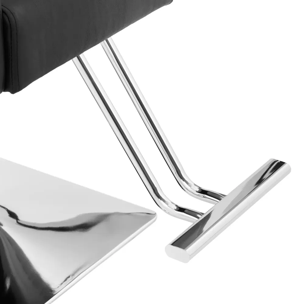 Fauteuil de coiffeur professionnel avec repose-pieds hauteur d'assise 45-55 cm 150 kg acier inoxydable PU noir 14_0008959...
