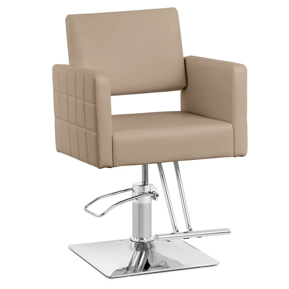 Fauteuil de coiffure professionnel avec repose-pieds hauteur d'assise 45-55 cm 150 kg acier mousse crème 14_0008981