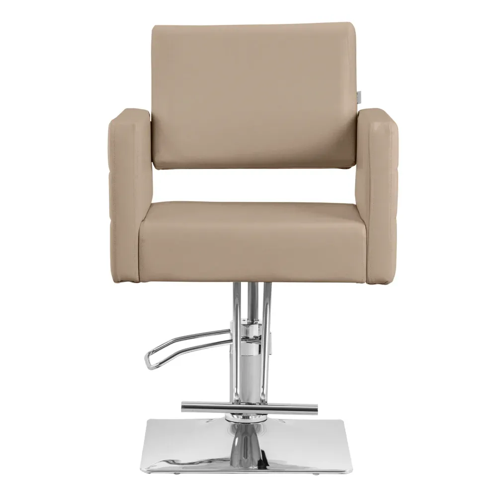 Fauteuil de coiffure professionnel avec repose-pieds hauteur d'assise 45-55 cm 150 kg acier mousse crème 14_0008981