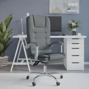 Fauteuil de massage inclinable de bureau Gris ténébreux Tissu avec système de clipsage