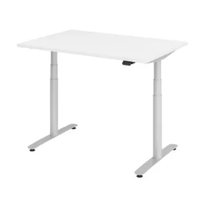 Hammerbacher bureau assis-debout électrique 120x80cm blanc/argent VXDLR12/W/S magasiner à bas prix pour un espace de trava...