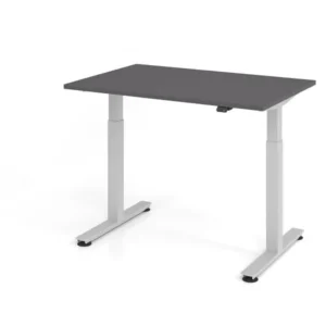 Hammerbacher bureau assis-debout électrique 120x80cm graphite hauteur de travail 73 - 119 cm VXMST12/G/S commander à bas p...
