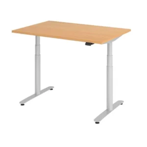Hammerbacher bureau assis-debout électrique 120x80cm hêtre/argent VXDLR12/6/S choisir à bas prix