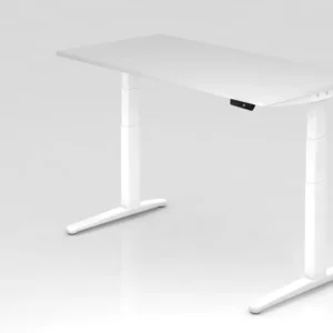 Hammerbacher bureau assis-debout électrique 160x80cm blanc/blanc forme rectangulaire VXBHM16/W/WW commander à bas prix