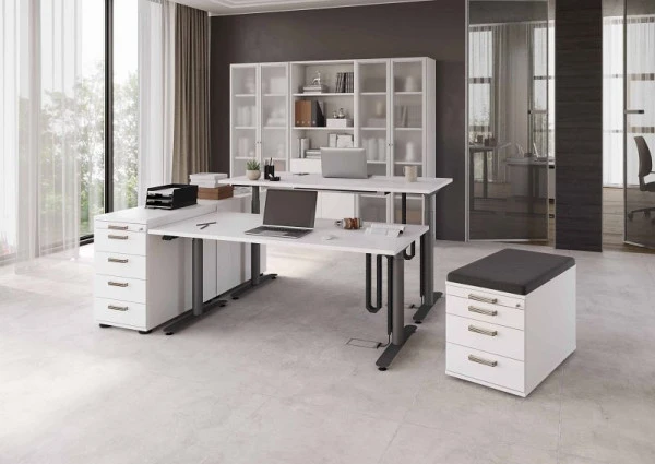 Hammerbacher bureau assis-debout électrique 160x80cm blanc/graphite VXDLR16/W/G prendre à bas prix