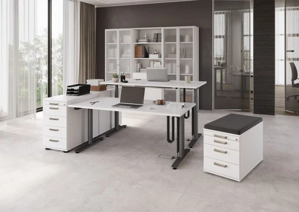 Hammerbacher bureau assis-debout électrique 160x80cm blanc/graphite VXDLR16/W/G prendre à bas prix