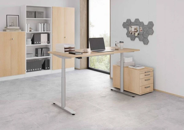 Hammerbacher bureau assis-debout électrique 160x80cm chêne/argent VXDLR16/E/S se procurer à bas prix