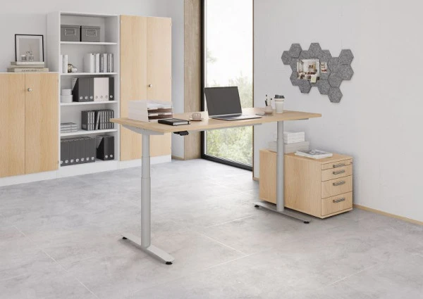 Hammerbacher bureau assis-debout électrique 160x80cm chêne/argent VXDLR16/E/S se procurer à bas prix