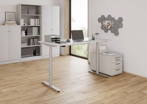 Hammerbacher bureau assis-debout électrique 160x80cm gris/argent VXDLR16/5/S se procurer à bas prix