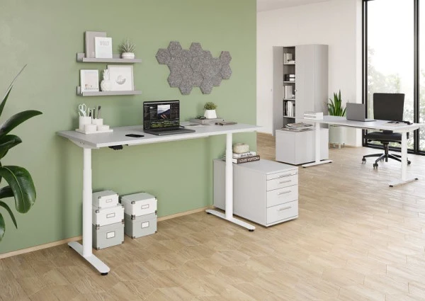 Hammerbacher bureau assis-debout électrique 160x80cm gris/blanc VXDLR16/5/W obtenir à bas prix
