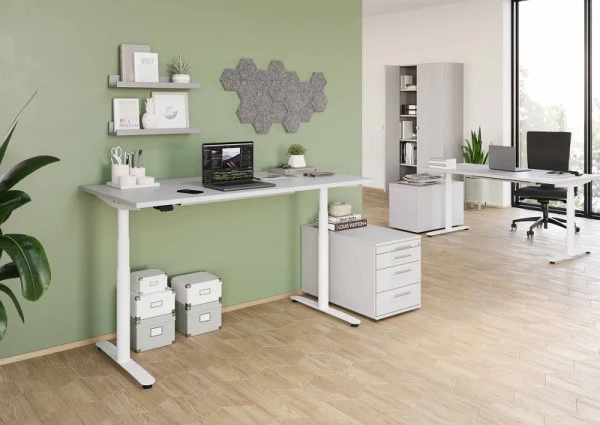Hammerbacher bureau assis-debout électrique 160x80cm gris/blanc VXDLR16/5/W obtenir à bas prix