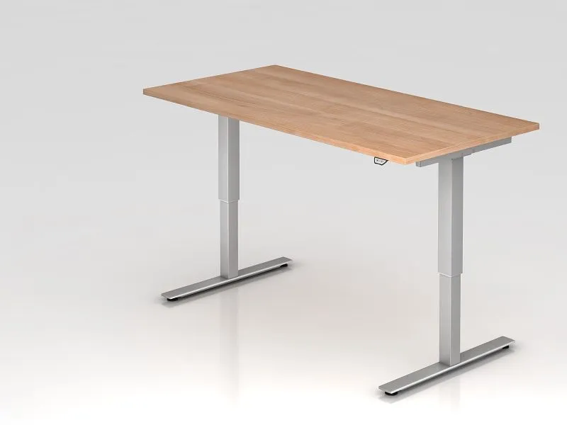 Hammerbacher bureau assis-debout électrique 160x80cm noyer hauteur de travail 73 - 119 cm VXMST16/N/S acquérir à bas prix