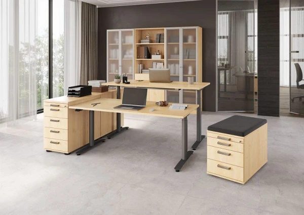 Hammerbacher bureau assis-debout électrique 160x80cm érable/graphite VXDLR16/3/G choisir à bas prix
