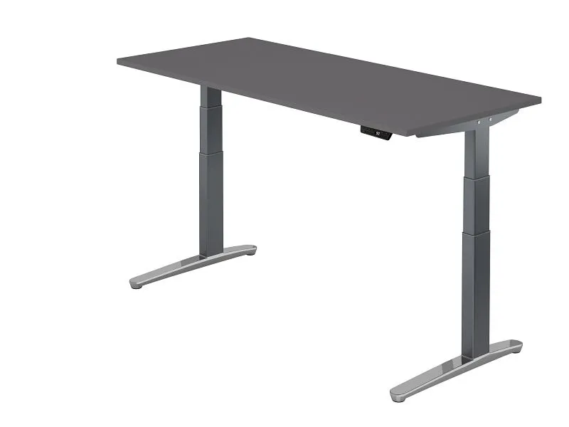 Hammerbacher bureau assis-debout électrique 180x80cm graphite/graphite aluminium poli forme rectangulaire VXBHM19/G/GC mag...