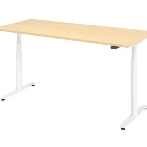 Hammerbacher bureau assis-debout électrique 180x80cm érable/blanc VXDLR19/3/W choisir à bas prix pour poste de travail rég...