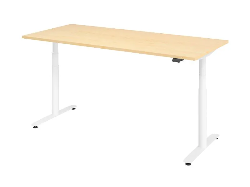 Hammerbacher bureau assis-debout électrique 180x80cm érable/blanc VXDLR19/3/W choisir à bas prix pour poste de travail rég...