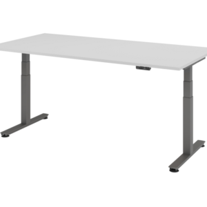 Hammerbacher bureau assis-debout électrique 200x100cm gris VXDSM2E/5/G commander à bas prix avec compartiments intégrés