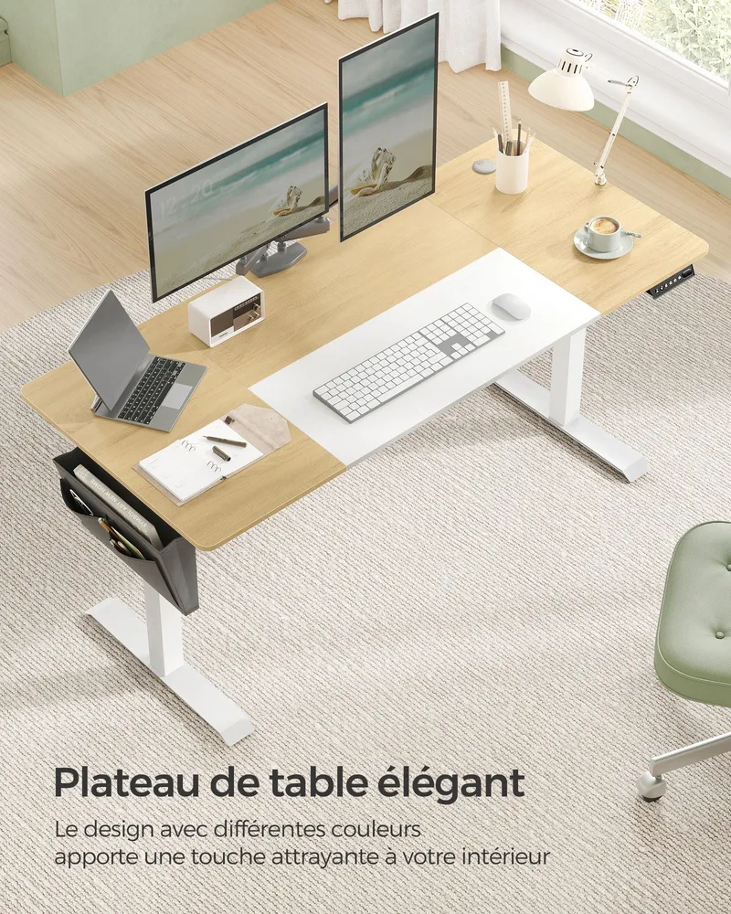 Kit d'assemblage pour Bureau assis debout électrique 70 x 160 x (72-120) cm table réglable en hauteur mémoire 4 hauteurs p...