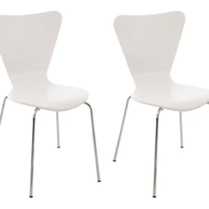 Lot de 2 chaises de séjour bureau en bois blanc et métal CDS10007 pour bureau à hauteur variable