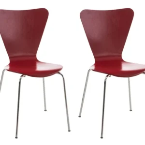 Lot de 2 chaises de séjour bureau en bois rouge et métal CDS10006 en tissu respirant