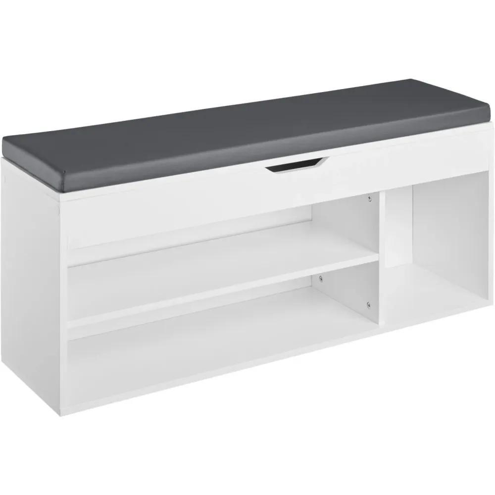 Meuble à chaussures avec coussin d'assise 104 cm blanc 08_0000259 pour une organisation optimale