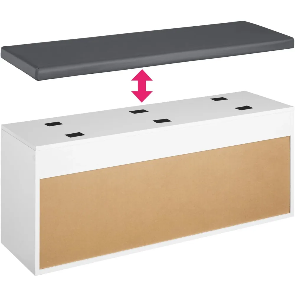 Meuble à chaussures avec coussin d'assise 104 cm blanc 08_0000259 pour une organisation optimale