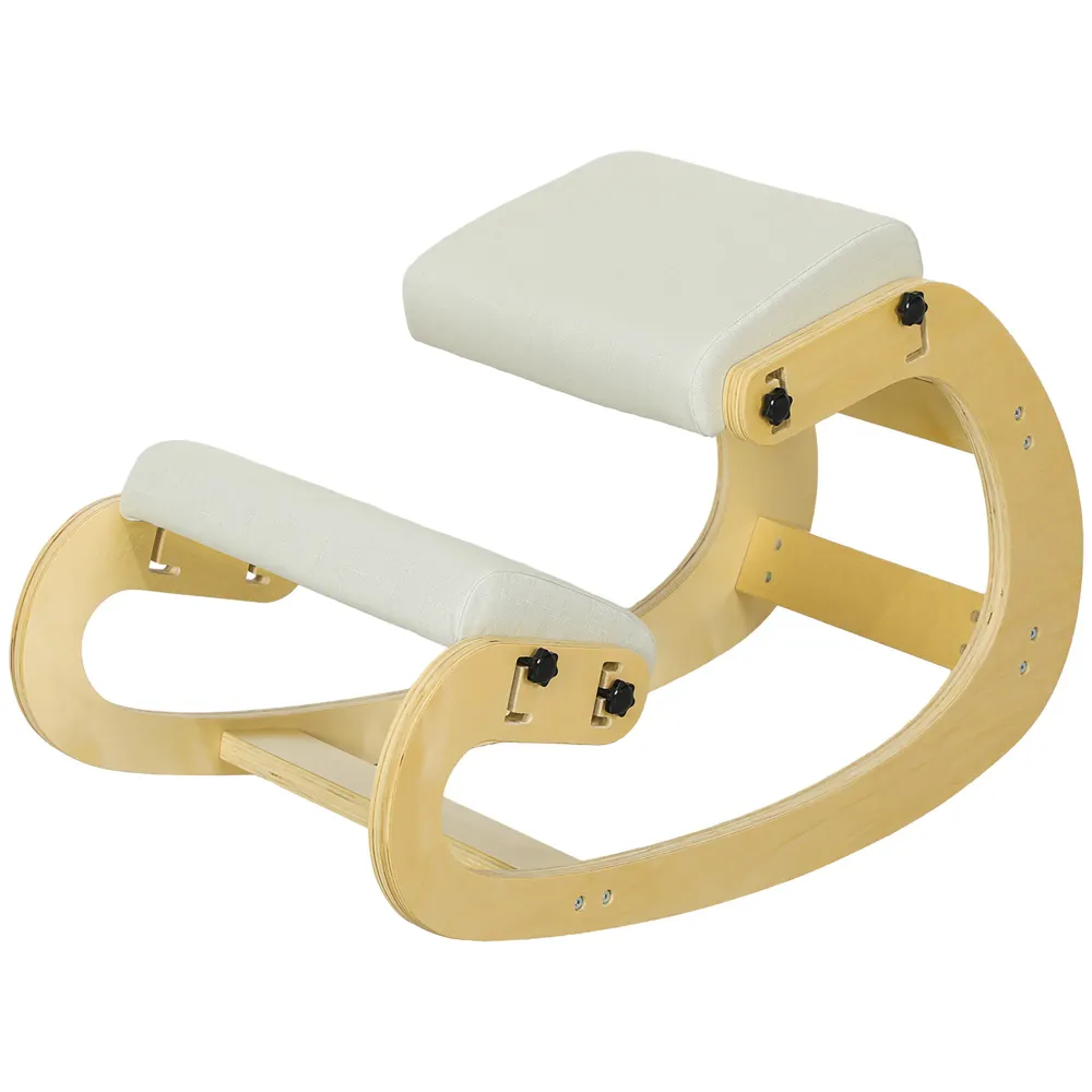 Plateau de rangement Siège assis genoux, siège ergonomique en bois à bascule, chaise à genoux réglable pour bureau à domic...
