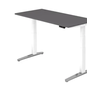 Professionnel Haute Qualité Hammerbacher bureau assis-debout électrique 160x80cm graphite/blanc/aluminium poli forme recta...