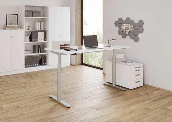 Professionnel Haute Qualité Hammerbacher bureau assis-debout électrique 160x80cm blanc/argent VXDLR16/W/S choisir à bas prix