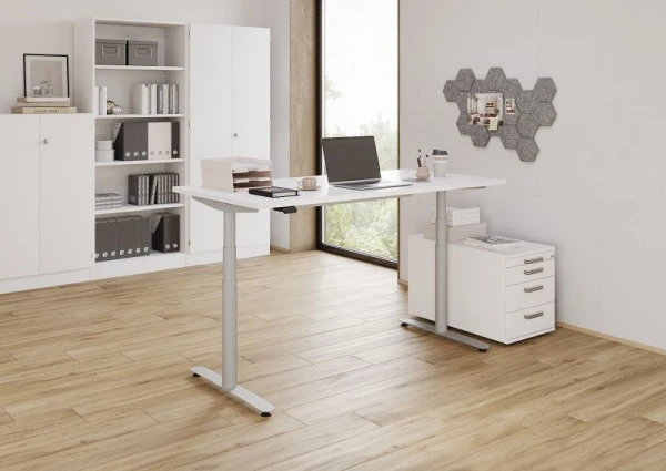 Professionnel Haute Qualité Hammerbacher bureau assis-debout électrique 160x80cm blanc/argent VXDLR16/W/S choisir à bas prix