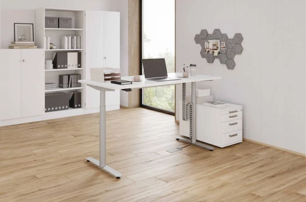 Professionnel Haute Qualité Hammerbacher bureau assis-debout électrique 160x80cm blanc/argent VXDLR16/W/S choisir à bas prix