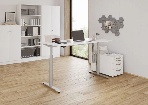 Professionnel Haute Qualité Hammerbacher bureau assis-debout électrique 160x80cm blanc/argent VXDLR16/W/S choisir à bas prix